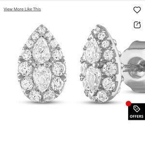 Forever Connected Diamond Earrings 3/8 ct tw Pear & Round-cut 10K White Gold